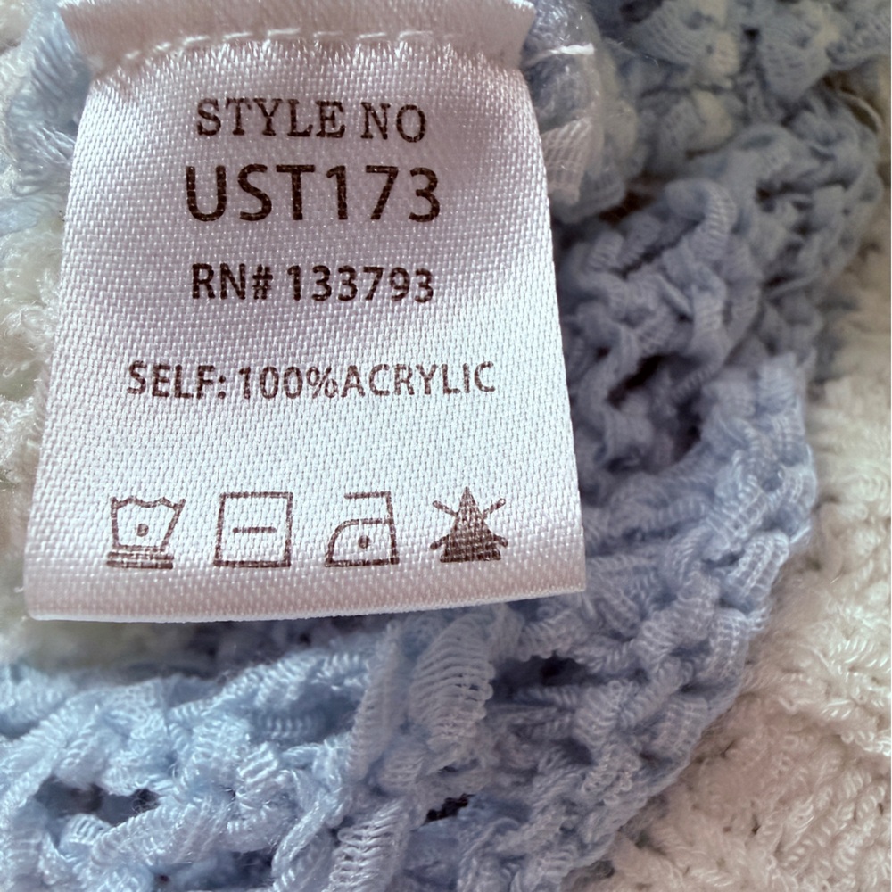POL Light Blue & White Oversized Crocheted Cardigan - Picture 5 of 7